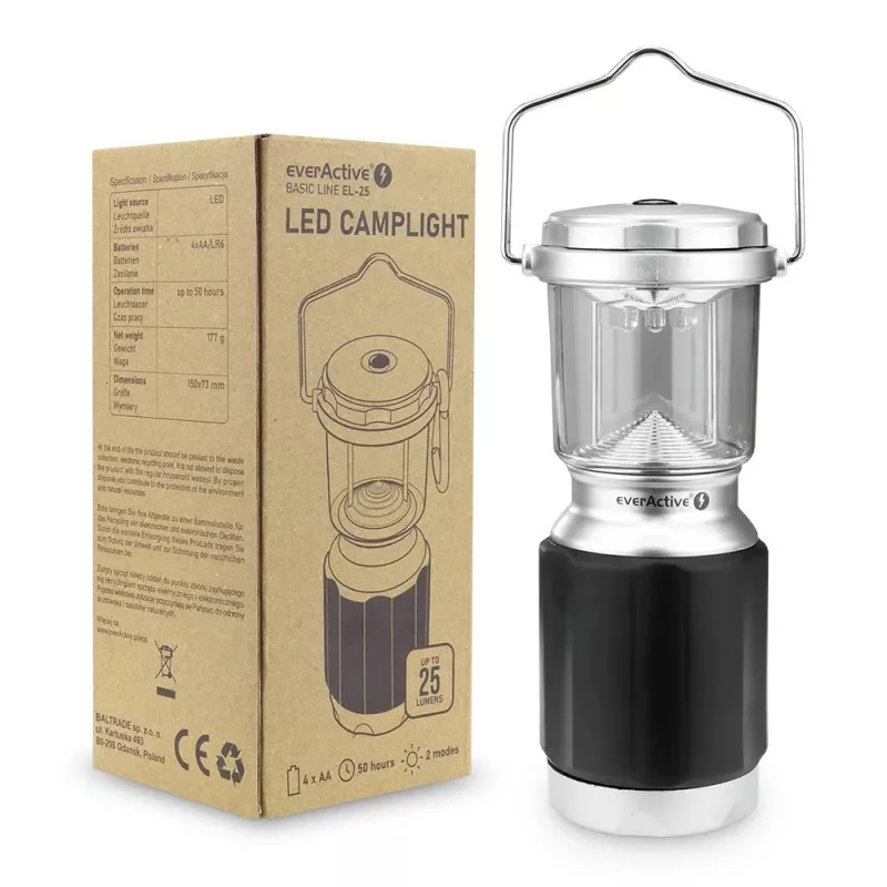 LED kempingo žibintas EverActive Basic Line EL-25 25lm