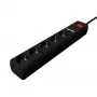 Gembird SPG5-U2-5-02 Prailgintuvas su USB įkrovikliu, 5 lizdai, 1,5 m, 2x USB, juodas