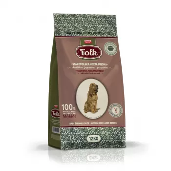 FOLK Medium and large breeds Tradicinė lenkiška mėsos puota su triušiena, ėriena ir putpela – sausas šunų ėdalas – 12 kg