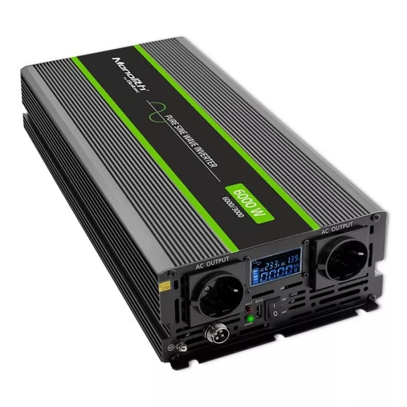 Qoltec 51923 Grynosios sinusinės bangos keitiklis Monolith | 3000W | 6000W | 24V į 230V | LCD