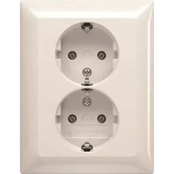 BUSCH-JAEGER BJ 202 EUJ-914 Dvigubas SCHUKO® kištukinis lizdas su pilna dengiamąja plokštele