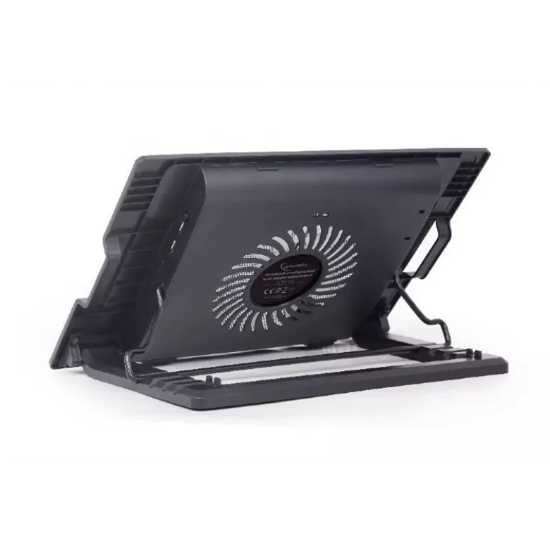 Aušinimo padėklas nešiojamam kompiuteriui Gembird NBS-1F17T-01, iki 17 colių, 1×15 cm ventiliatorius, USB 2.0, 370×265×33 mm, 350 mA, juodas