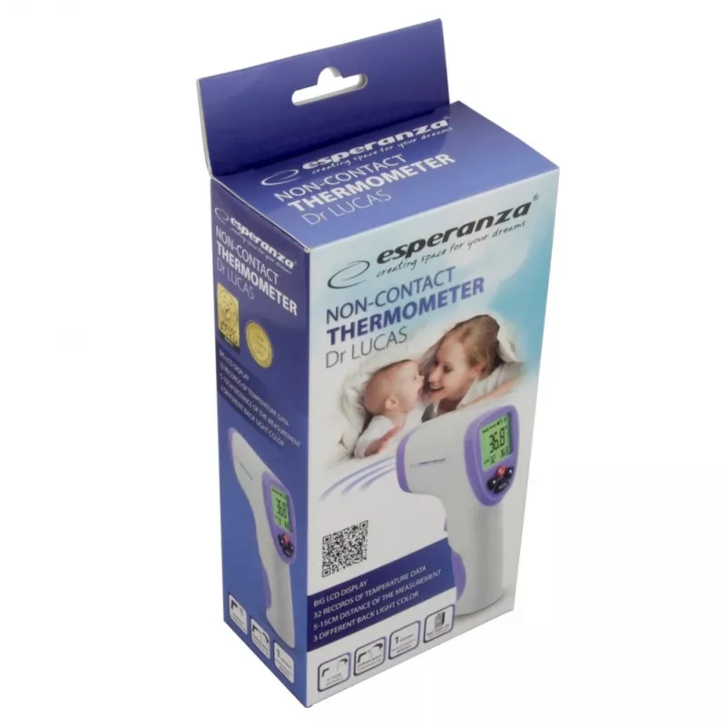 Esperanza ECT002 skaitmeninis kūno termometras – belietis matuoklis Violetinė, Balta Ausis, Kakta, Burna, Tiesioji žarna, Pažastis Mygtukai