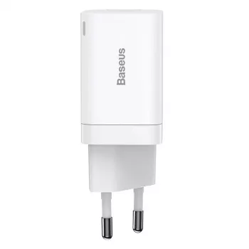 Baseus Super Si Pro greitasis įkroviklis USB + USB-C 30W (baltas)