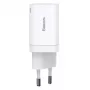 Baseus Super Si Pro greitasis įkroviklis USB + USB-C 30W (baltas)