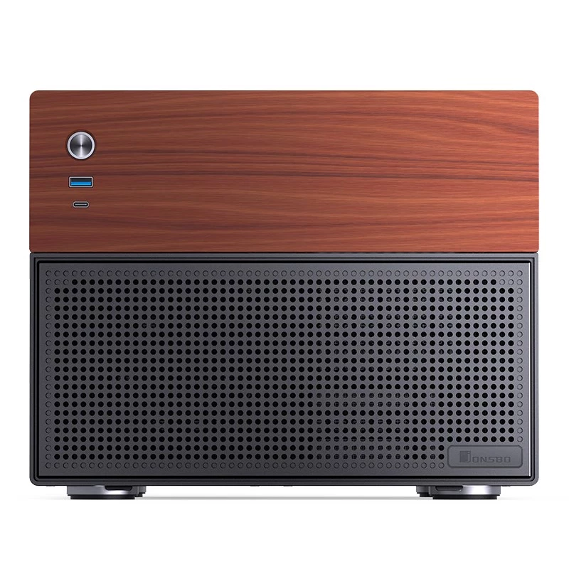 Jonsbo N4 Microtower korpusas juodas tvirtas plieninis kompaktiškas PC dėklas