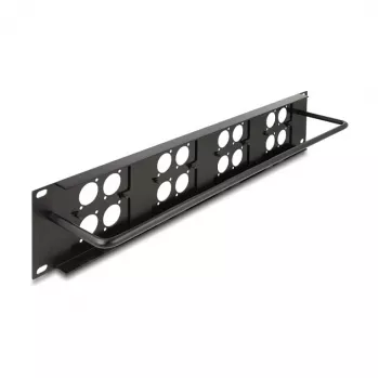 DeLOCK 88195 D tipo 19 colių skirstomasis skydas su 4 plokštėmis, 16 prievadų, 2U, juodas