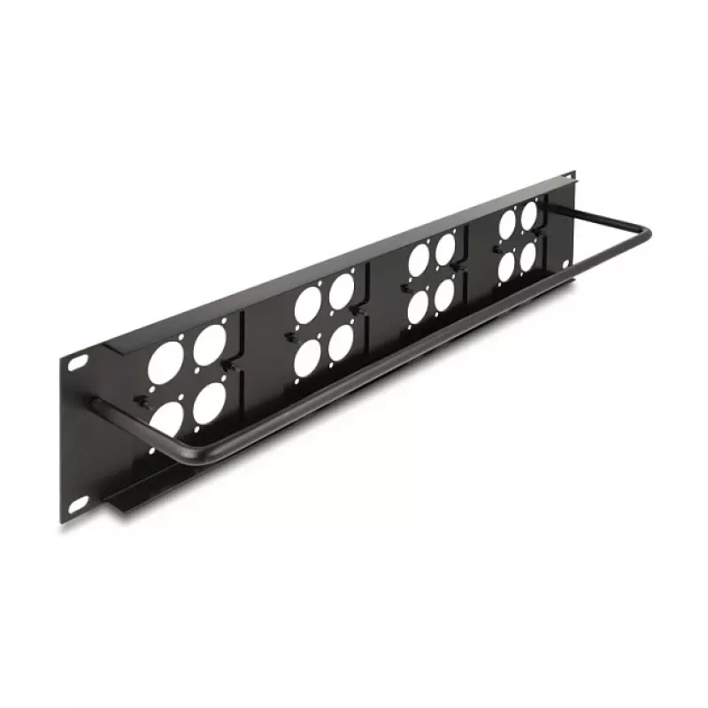 DeLOCK 88195 D tipo 19 colių skirstomasis skydas su 4 plokštėmis, 16 prievadų, 2U, juodas
