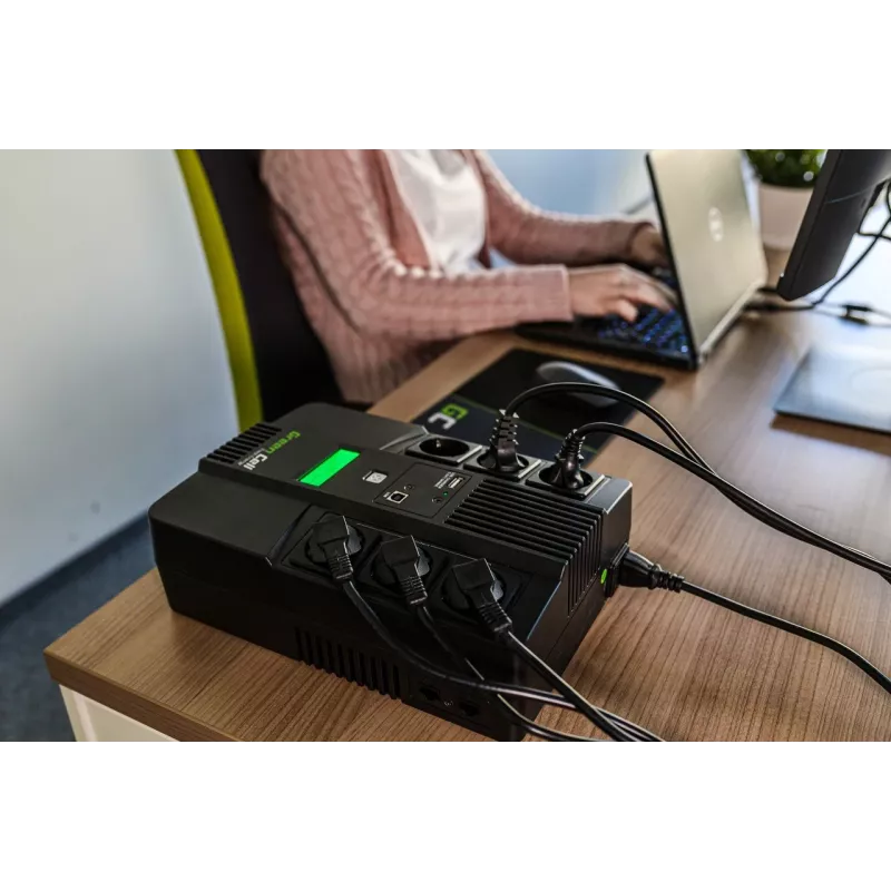 Nepertraukiamo maitinimo šaltinis Green Cell UPS06, Line-Interactive 600 VA (360 W), 6 AC lizdai, LCD, USB, RJ-45, 12 V 7 Ah baterija