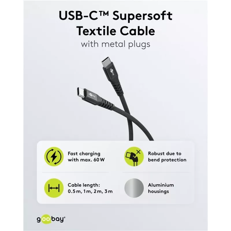 Goobay 73953 USB-C laidas juodas