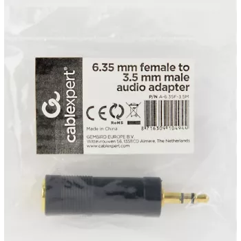 Cablexpert garso adapteris 6.35 mm lizdas – 3.5 mm kištukas | A-6.35F-3.5M