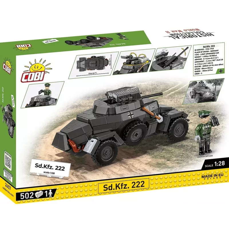 Cobi Blokeliai Sd.Kfz 222 modelio rinkinys COBI-2657 – 502 detalės
