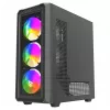 PC korpusas SAVIO Noctis Glass RGB — Juodas, ATX/Micro-ATX, 210×410×450 mm, 3×120 mm priekiniai ventiliatoriai
