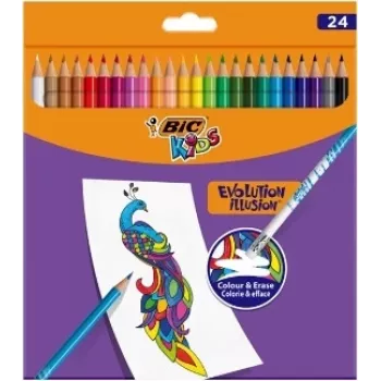BIC Kids Evolution Illusion trinami pieštukiniai kreideliai 24 spalvos