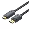 Vientisas DisplayPort į HDMI kabelis Vention HAGBH, 2 m, juodas, 7 mm skersmens