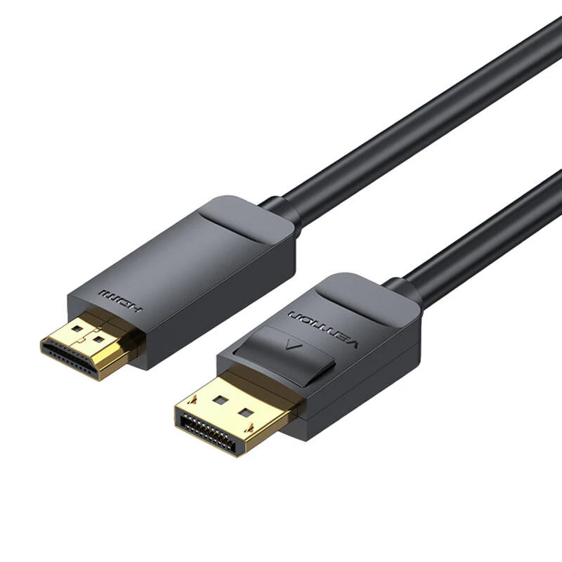Vientisas DisplayPort į HDMI kabelis Vention HAGBH, 2 m, juodas, 7 mm skersmens