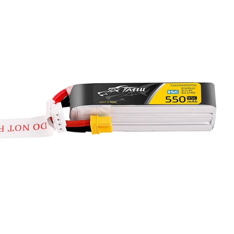 Tattu 3s 550mAh 95C 11.4V HV Lipo baterija su XT30 kištuku ilgos pakuotės jungtimi