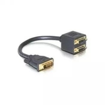 DVI adapteris DeLOCK DVI25 M į 2x DVI25 F 0,2 m juodas