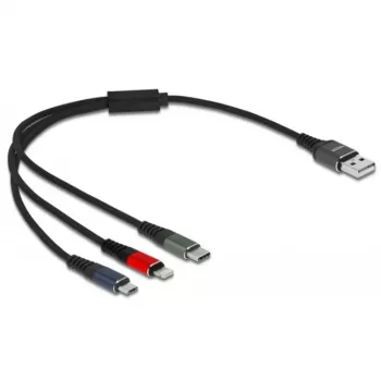 USB įkrovimo laidas DeLOCK 3 in 1 Type-A į Lightning Micro USB USB Type-C 30 cm