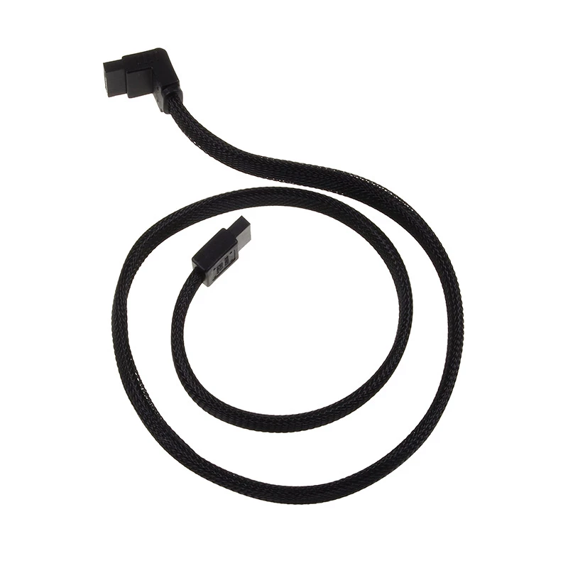 SilverStone SATA III kabelis 50 cm kampuotas / tiesus – juodas pintas