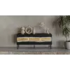 TV spintelė cama meble INSERTO 3D 143.5x40x61.5 cm juoda su LED, medžio drožlių plokštės viršus