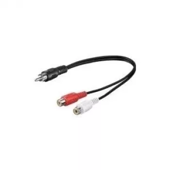 Wentronic Goobay RCA adapterio laidas, juodas, 0,2 m – RCA kištukas > 2x RCA lizdai (kairė/dešinė garsas) (50005)