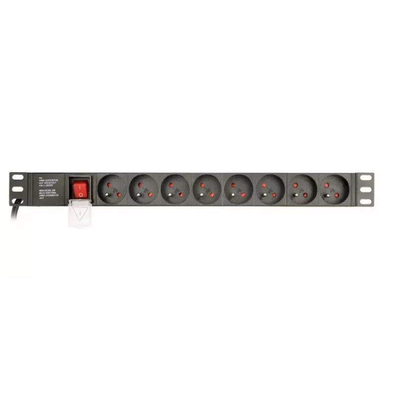 Gembird EG-PDU-014-FC14 maitinimo skirstytuvas, 8 AC lizdai, C14 įvadas, 3 m laidas, 1U aliumininis korpusas, 10 A, 3680 W