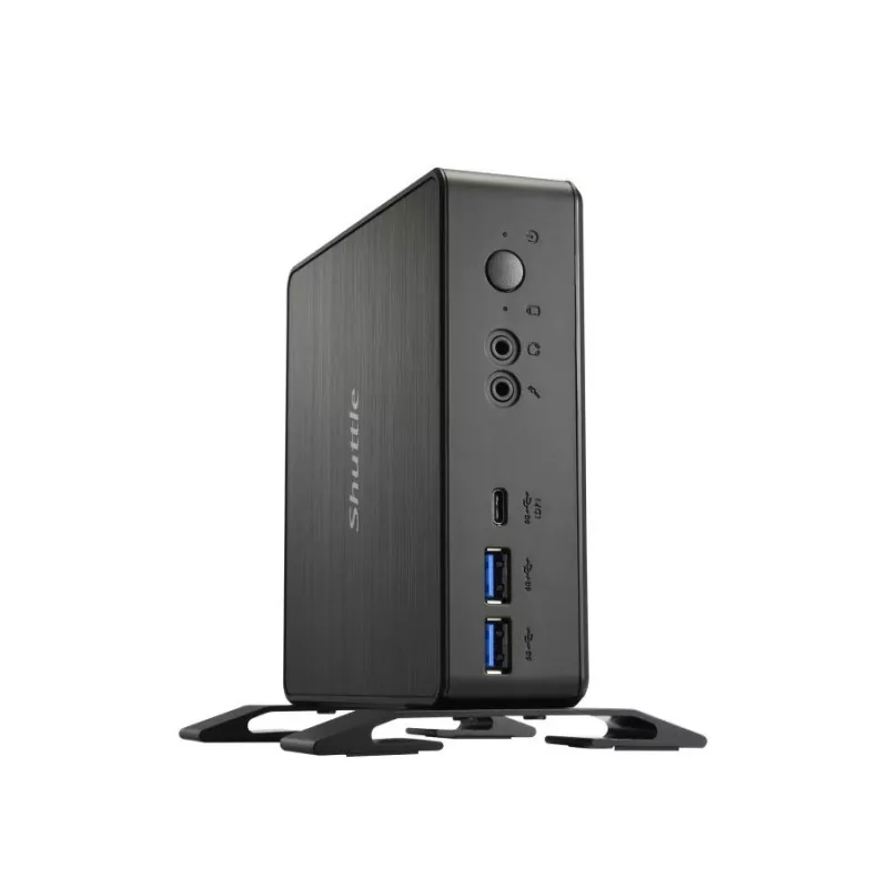 Shuttle XPC Nano PC NC40U, Intel Celeron 7305U, 1x HDMI, 1x DP, 1x USB-C/DP, 6x USB3.2, 1x 2,5 colio vieta, 2x M.2, 1x LAN, RAID, 24/7 nuolatinis darbas, su VESA ir stovu