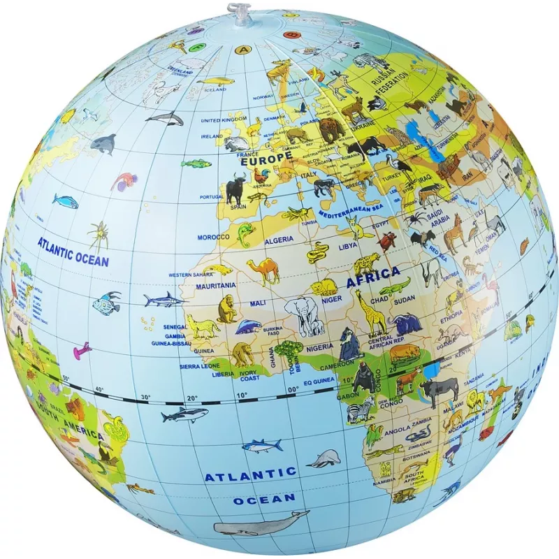 Caly Animal Globe Maxi Pasaulio Gaublys 50 cm, Įvairiaspalvis
