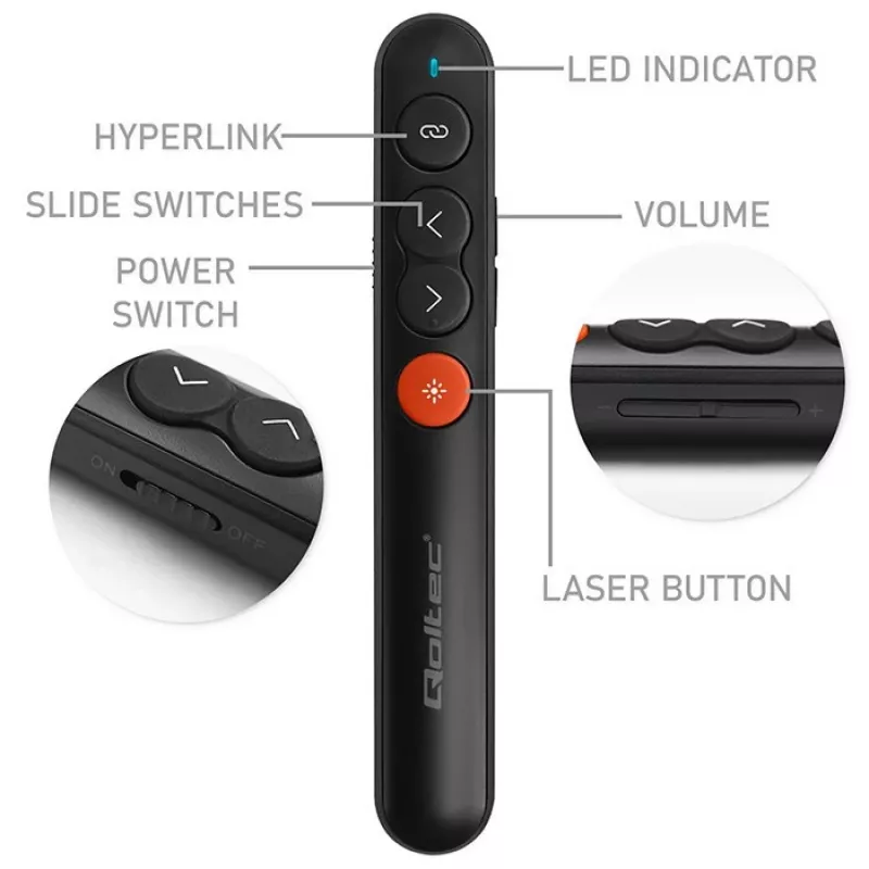Lazerinis rodyklės pristatymo įtaisas 4v1 USB 3.0 2.4GHz 30m