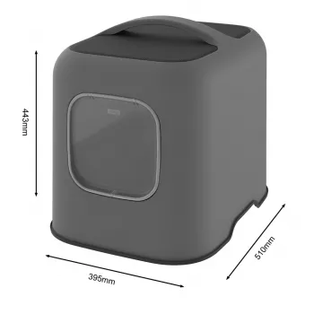 Rotho BIALA kaušinis katilų tualetas su gaubtu, antracito spalvos plastikas, 395×510×443 mm su samtuku