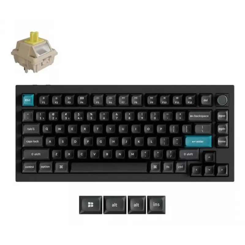 Mechaninė klaviatūra Keychron Q1 Ultra 8K – 75% forma, USB + RF belaidis + Bluetooth, RGB foninis apšvietimas, juoda
