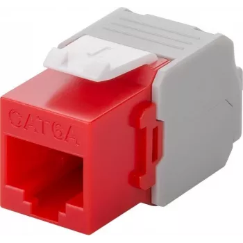 Wentronic Goobay CAT 6a KeyStone RJ45 lizdas, neekranuotas, 500 MHz, raudonai baltas (90689)