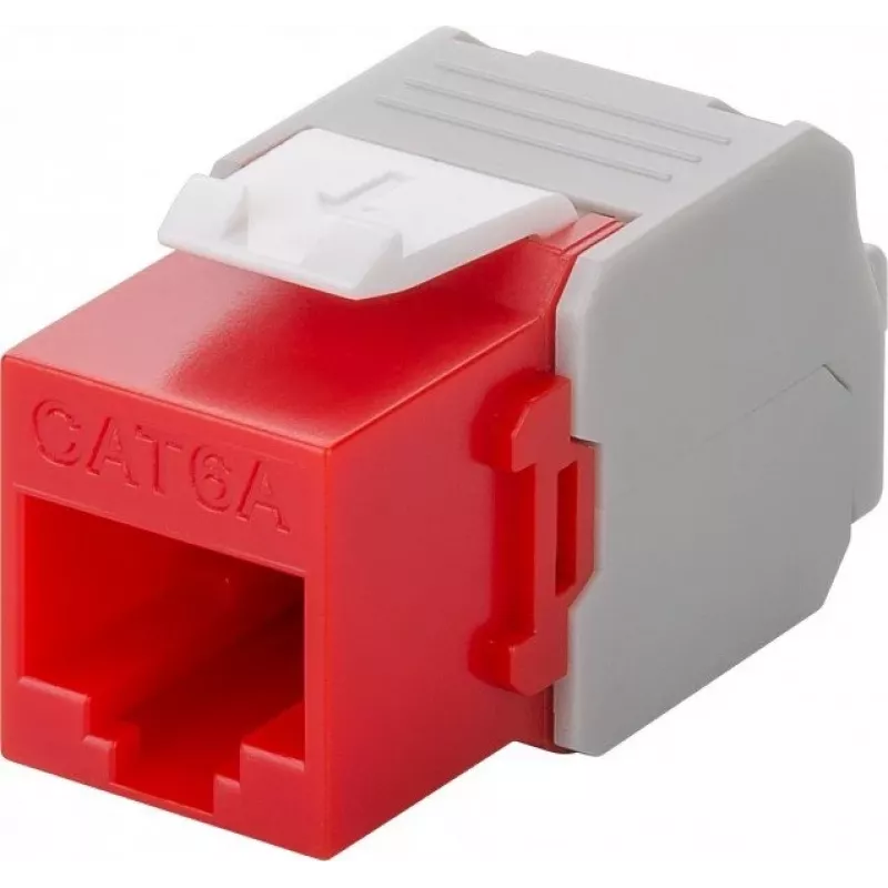 Wentronic Goobay CAT 6a KeyStone RJ45 lizdas, neekranuotas, 500 MHz, raudonai baltas (90689)