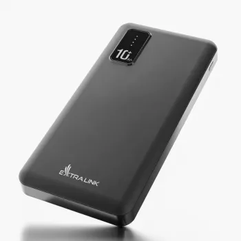 Powerbank Extralink EPB-098B 10000 mAh, LiPo, 2× USB-A + 1× USB-C, juodas