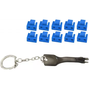 RJ45 prievado užraktas ShiverPeaks BS08-01034 — 1 raktas, 10 mėlynų spynelių