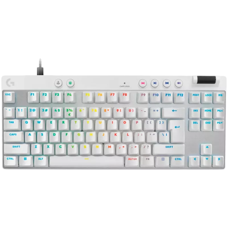 Žaidimų klaviatūra LOGITECH G PRO X TKL RAPID balta, US INT'L, USB, linijiniai jungikliai