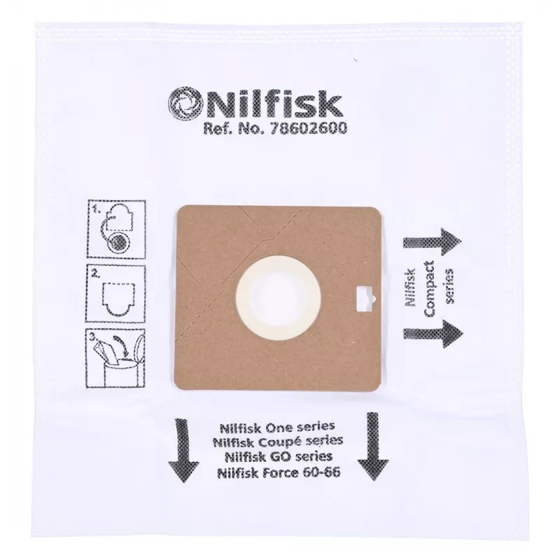 Dulkių maišeliai Nilfisk DUST BAG SYNTH ONE GO AND COUPE (5 vnt. + išankstinis filtras)