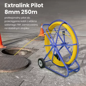 Kabelių traukimo pilotas Extralink EX.30905 8 mm stiklo pluošto FRP strypas, 250 m, geltonas