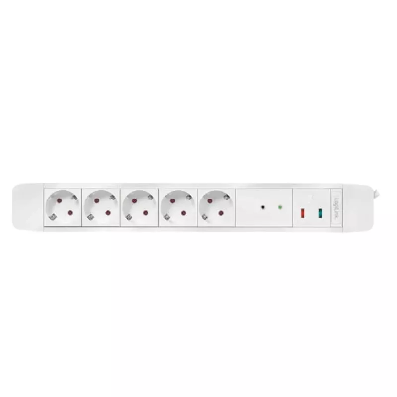 LogiLink LPS402 ilgintuvas 1,5 m 5 kištukinių lizdų vidaus naudojimui baltas