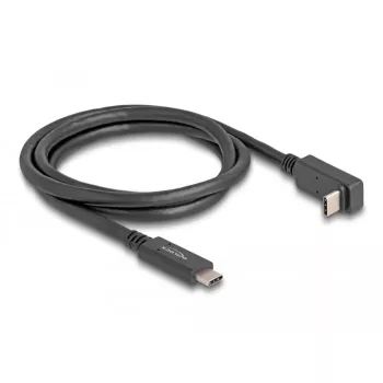 Delock USB-C laidas, 24 kontaktų USB-C (M) į 24 kontaktų USB-C (M) lenktas, USB 3.2 Gen 2, 3 A, 1,0 m, USB Power Delivery (60 W), palaiko 4K 144 Hz (3840 x 2160), iki 10 Gbps