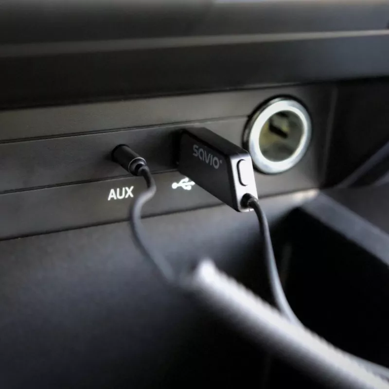 Savio TR-16 Bluetooth siųstuvas AUX adapteris su laisvų rankų funkcija, Bluetooth 5.3, Google Assistant/Siri