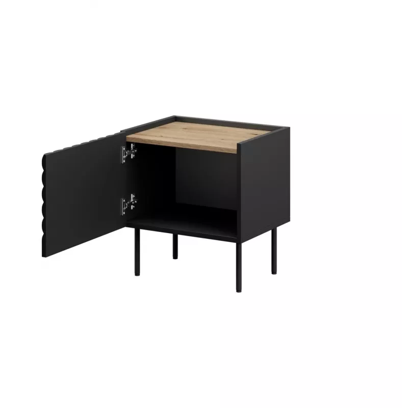 Nakties staliukas Cama ONDA 50x40x54 cm juodas MDF/medžio drožlių plokštė 2 vnt. rinkinys