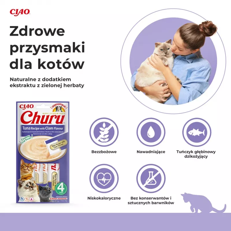 INABA Churu skanėstai katėms tunas su moliuskų skoniu 4x14 g