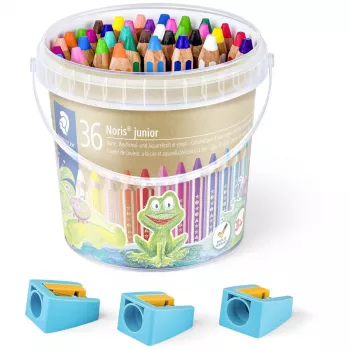Pieštukas Staedtler 140 C36 3-in-1 spalvotas, vaškinis ir akvarelinis, 36 vnt. kibire