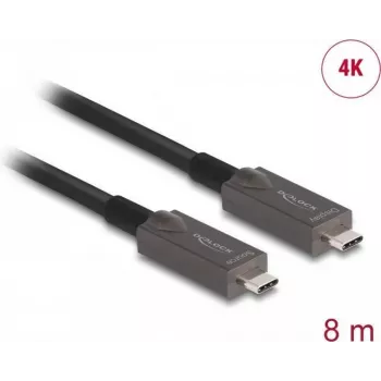 DeLOCK Active Optical USB-C vaizdo + duomenų + PD laidas 8 m juodas