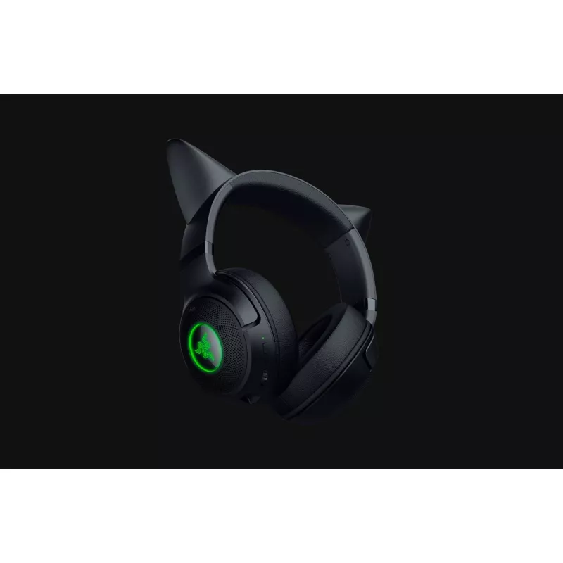 Ausinės Razer Kraken Kitty V2 BT – belaidės Bluetooth, uždengiančios ausis, lankeliu, 20–20000 Hz, 325 g, juodos