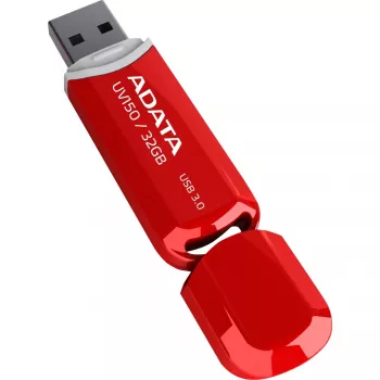 USB atmintukas ADATA DashDrive UV150 32GB, USB Type-A 3.2 Gen 1, raudonas, su užsifiksuojančiu dangteliu