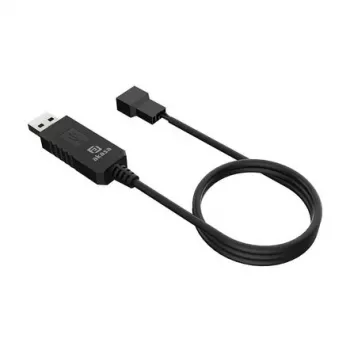 Akasa AK-CBFA10-60BK kabelis nuolatinės srovės įtampos keitikliu iš USB į 3 kontaktų ir 4 kontaktų PC ventiliatorių, 60 cm
