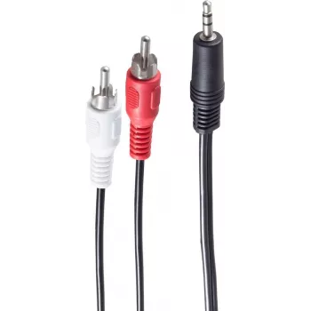 Garso laidas ShiverPeaks BS30832-10 10m 3,5mm 2x RCA juodas